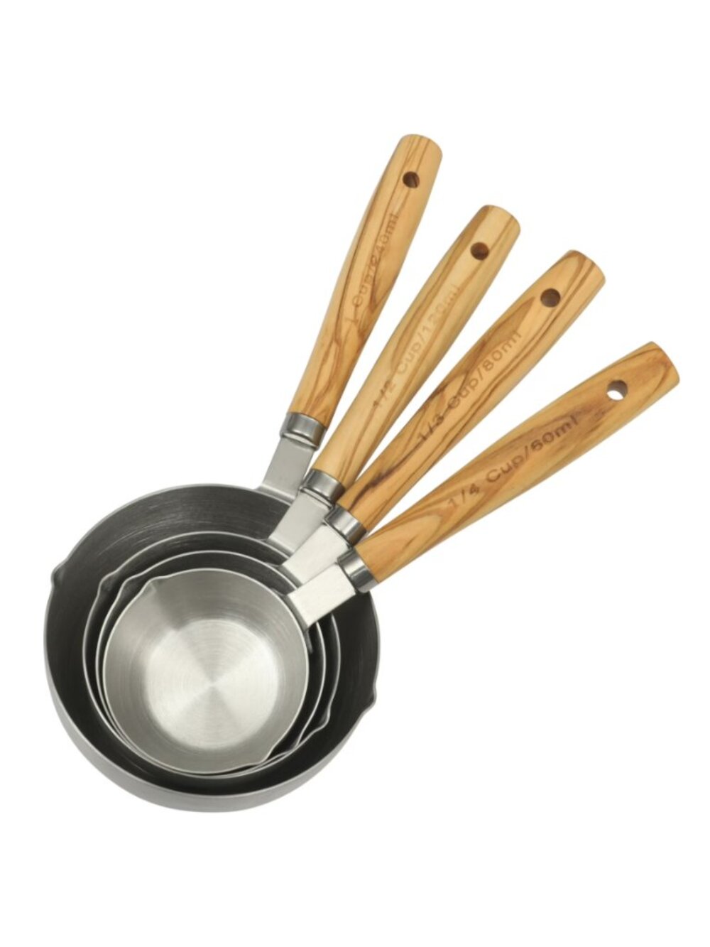 The Pioneer Woman Home Silver Olive Wood Stainless Steel Measuring Cups Set of 4